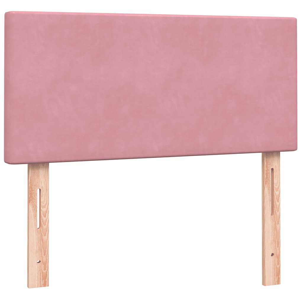 Box Spring krevet s madracem i LED ružičasti 90x220 cm baršunasti