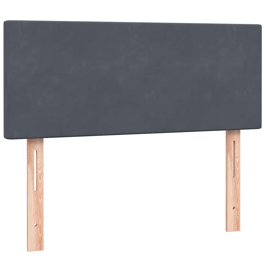 Box Spring krevet s madracem i LED tamno sivi 120x220 cm baršun