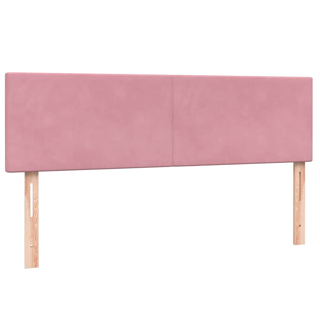 Box Spring krevet s madracem i LED ružičasti 140x220 cm baršun