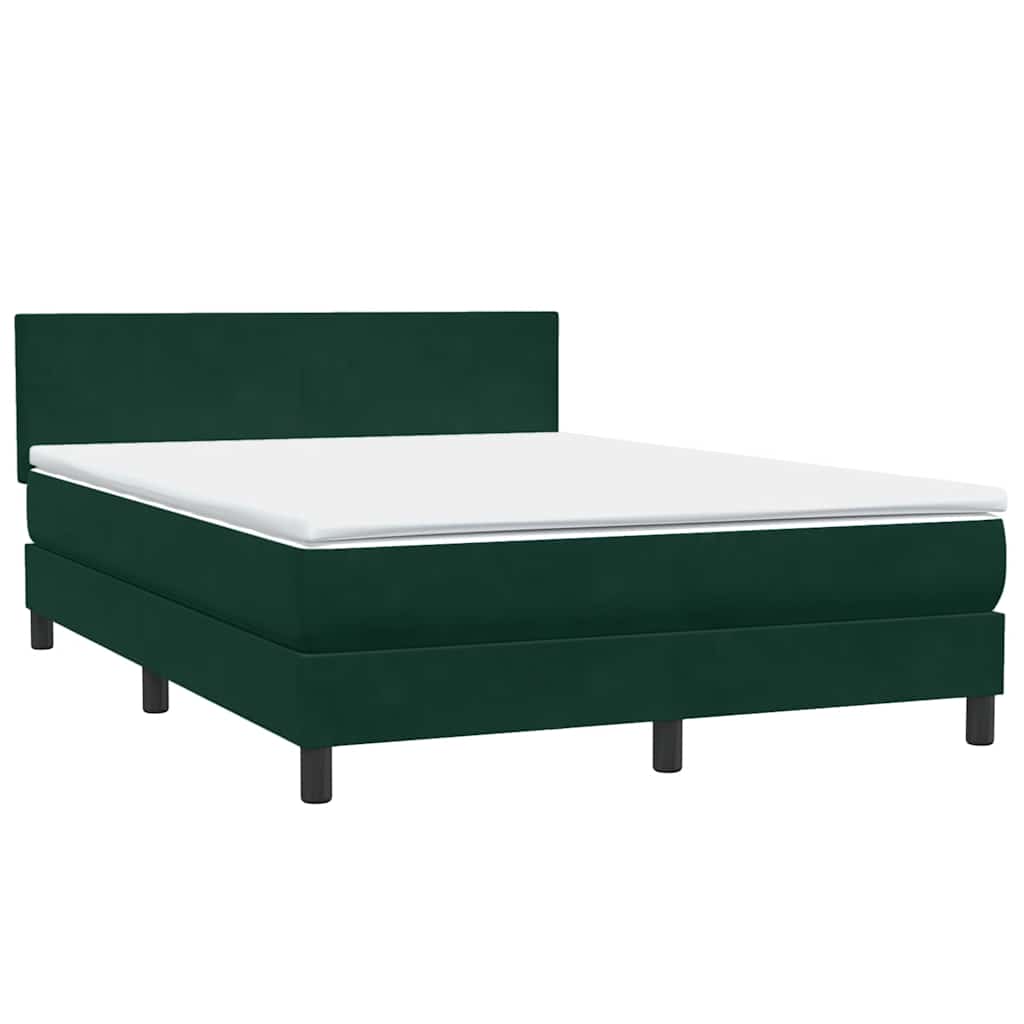 Box Spring krevet s madracem i LED tamno zeleni 160x220 cm baršun