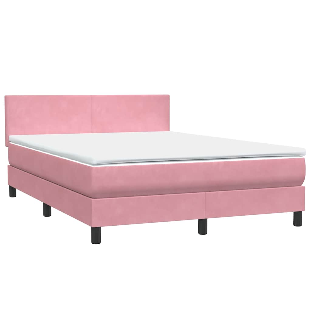 Box Spring krevet s madracem i LED ružičasti 160x220 cm baršun