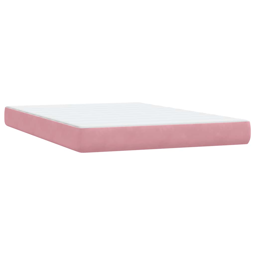 Box Spring krevet s madracem i LED ružičasti 160x220 cm baršun