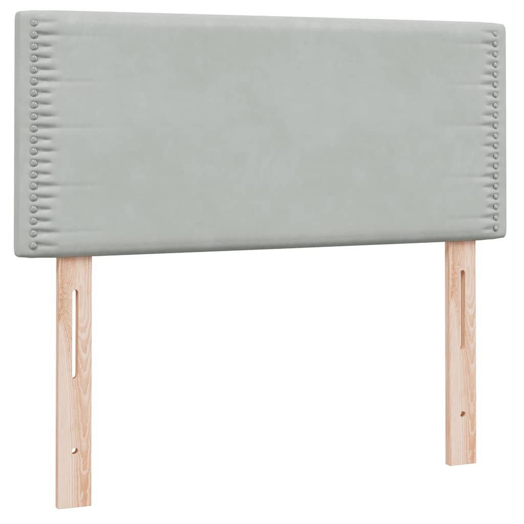 Box Spring krevet s madracem i LED svijetlo sivi 90x210 cm baršun