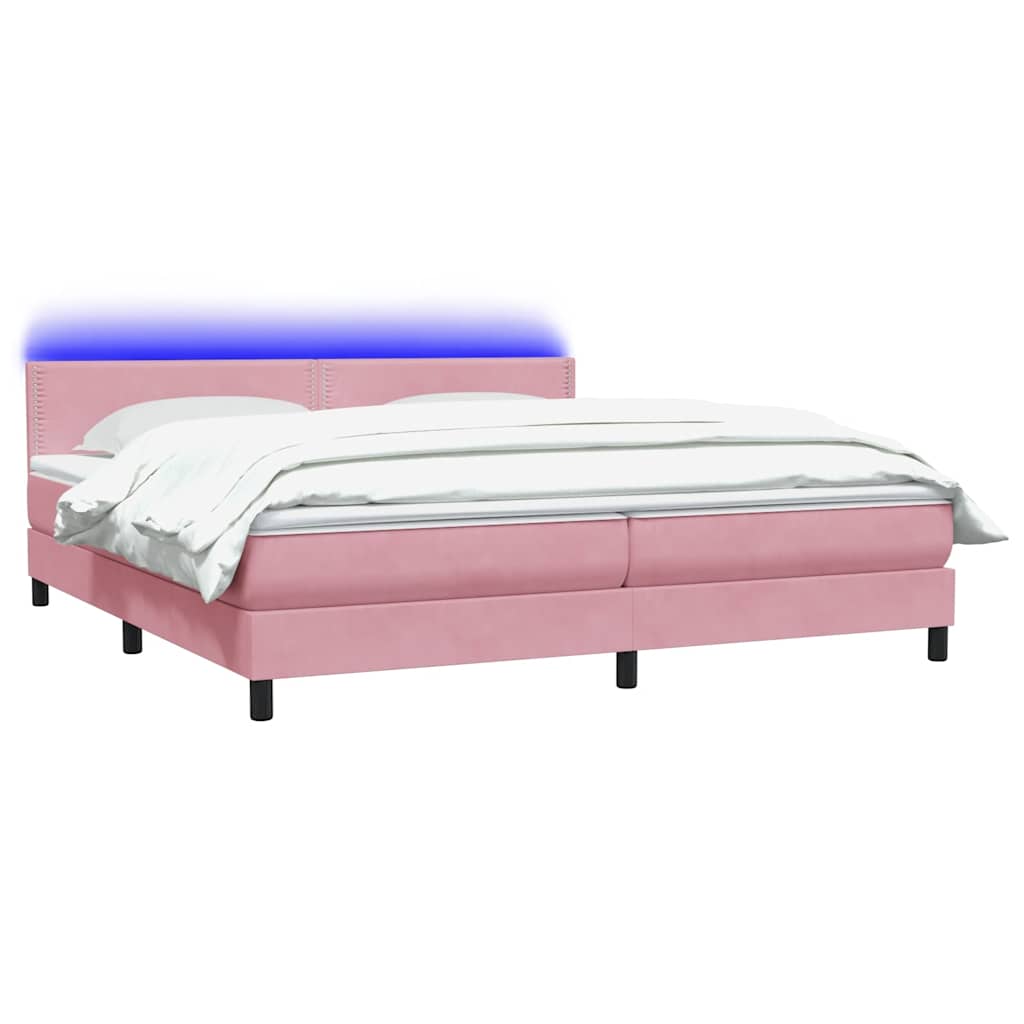 Krevet s oprugama i madracem LED ružičasti 180x210 cm baršunasti