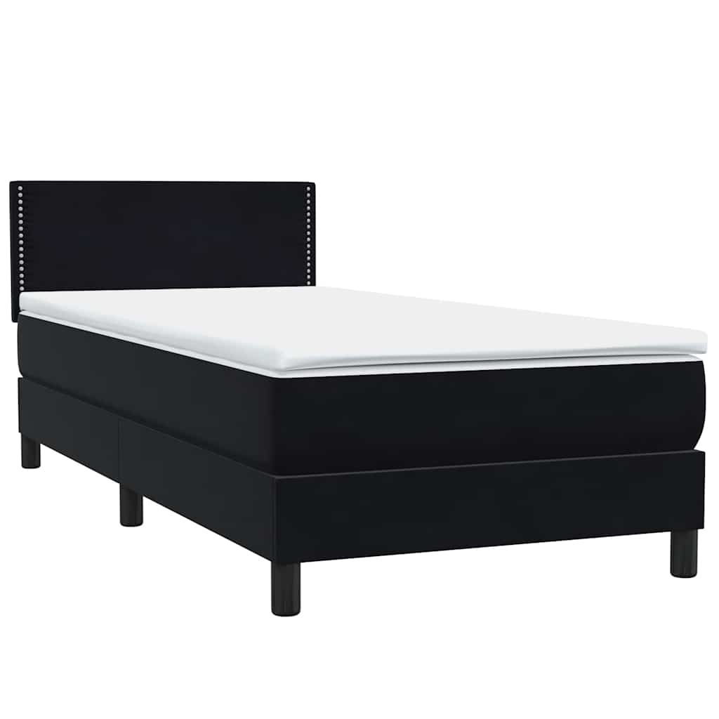 Box Spring krevet s madracem i LED crni 80 x 220 cm baršunasti