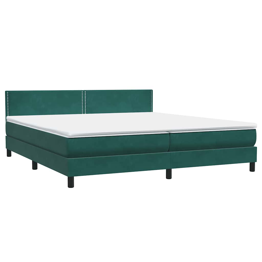 Box Spring krevet s madracem i LED tamno zeleni 180x220 cm baršun