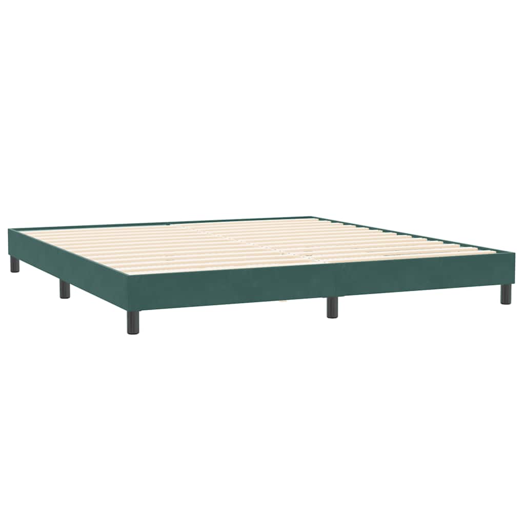 Box Spring krevet s madracem i LED tamno zeleni 180x220 cm baršun