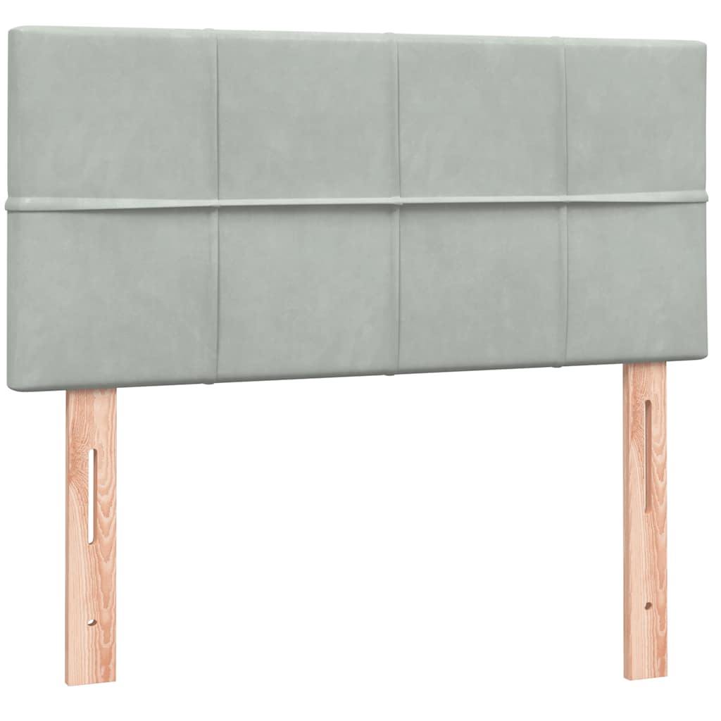 Box Spring krevet s madracem i LED svijetlo sivi 90x210 cm baršun