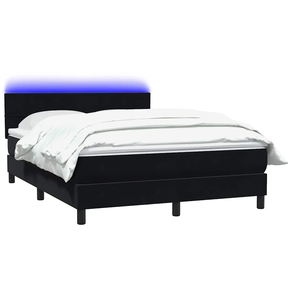 Box Spring krevet s madracem i LED crni 160x210 cm baršunasti