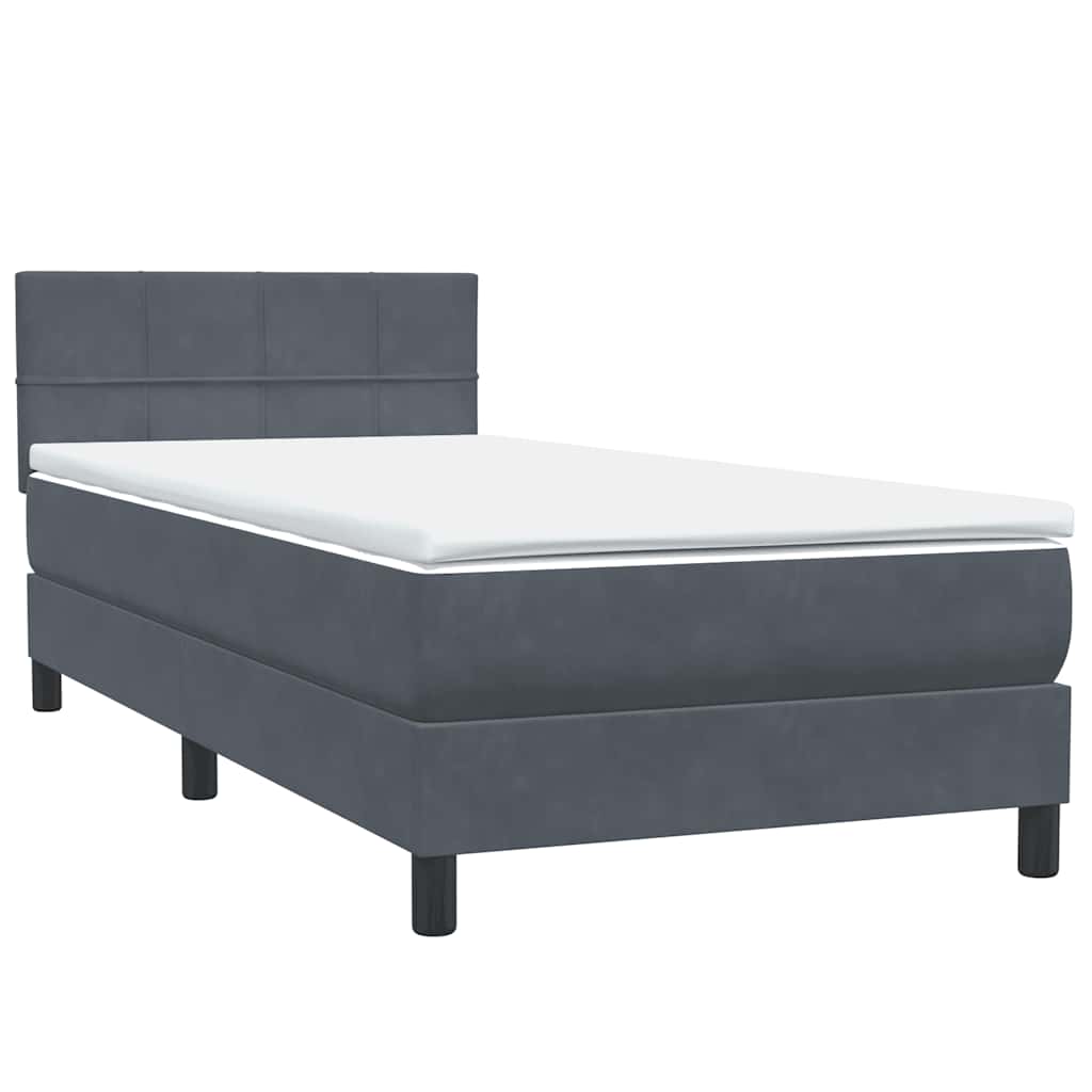 Box Spring krevet s madracem i LED tamnosivi 80 x 220 cm baršunasti