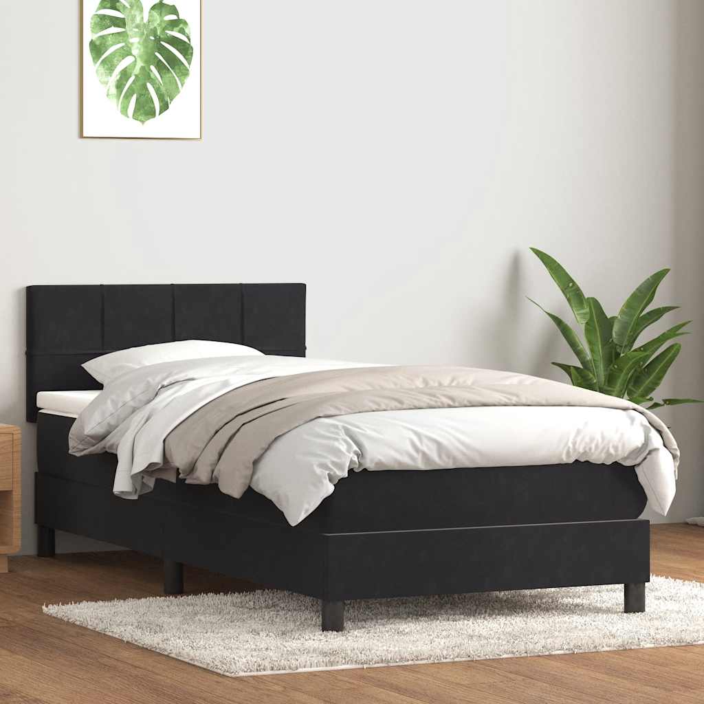 Box Spring krevet s madracem i LED crni 80 x 220 cm baršunasti