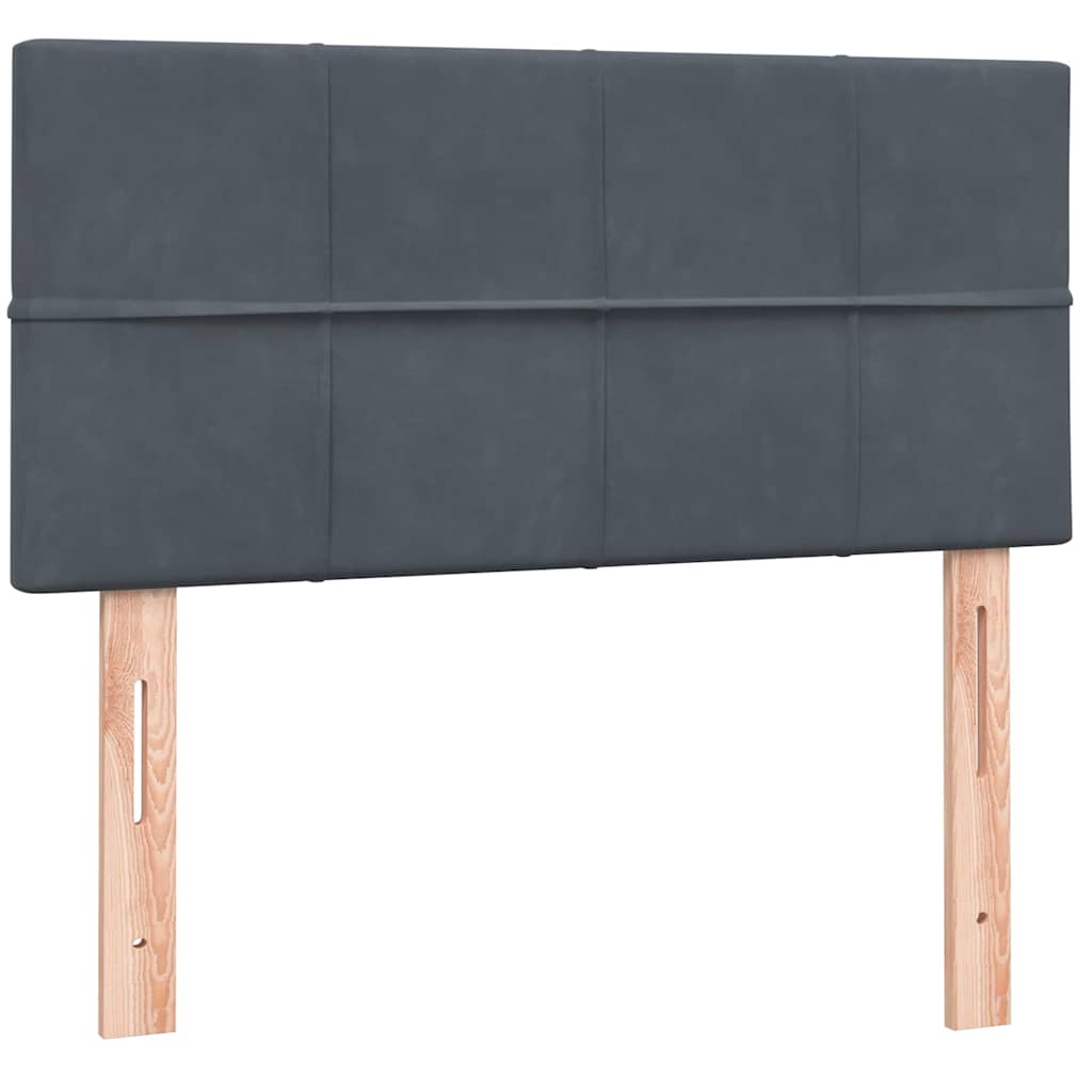 Box Spring krevet s madracem i LED tamnosivi 90x220 cm baršunasti