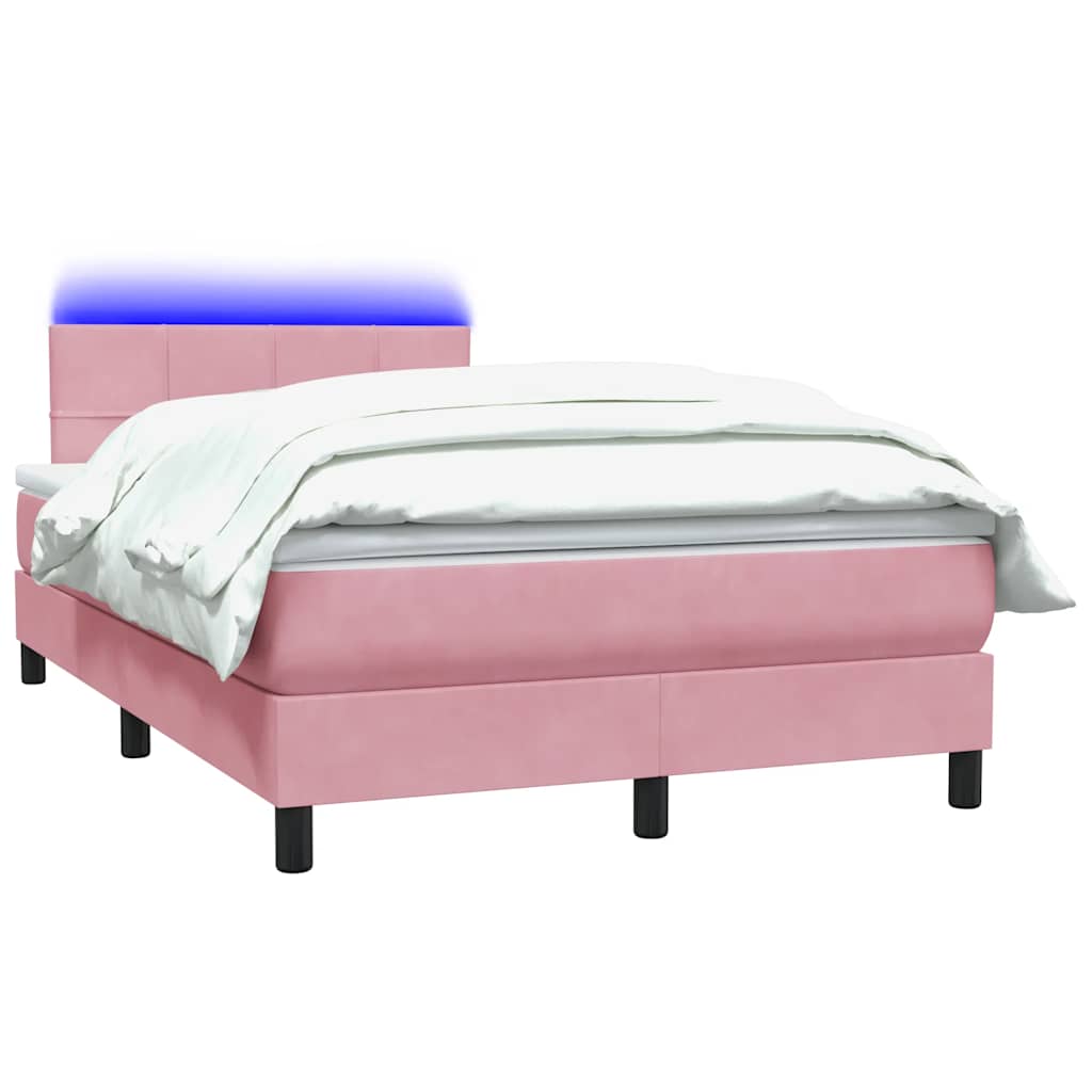 Box Spring krevet s madracem i LED ružičasti 120x220 cm samt