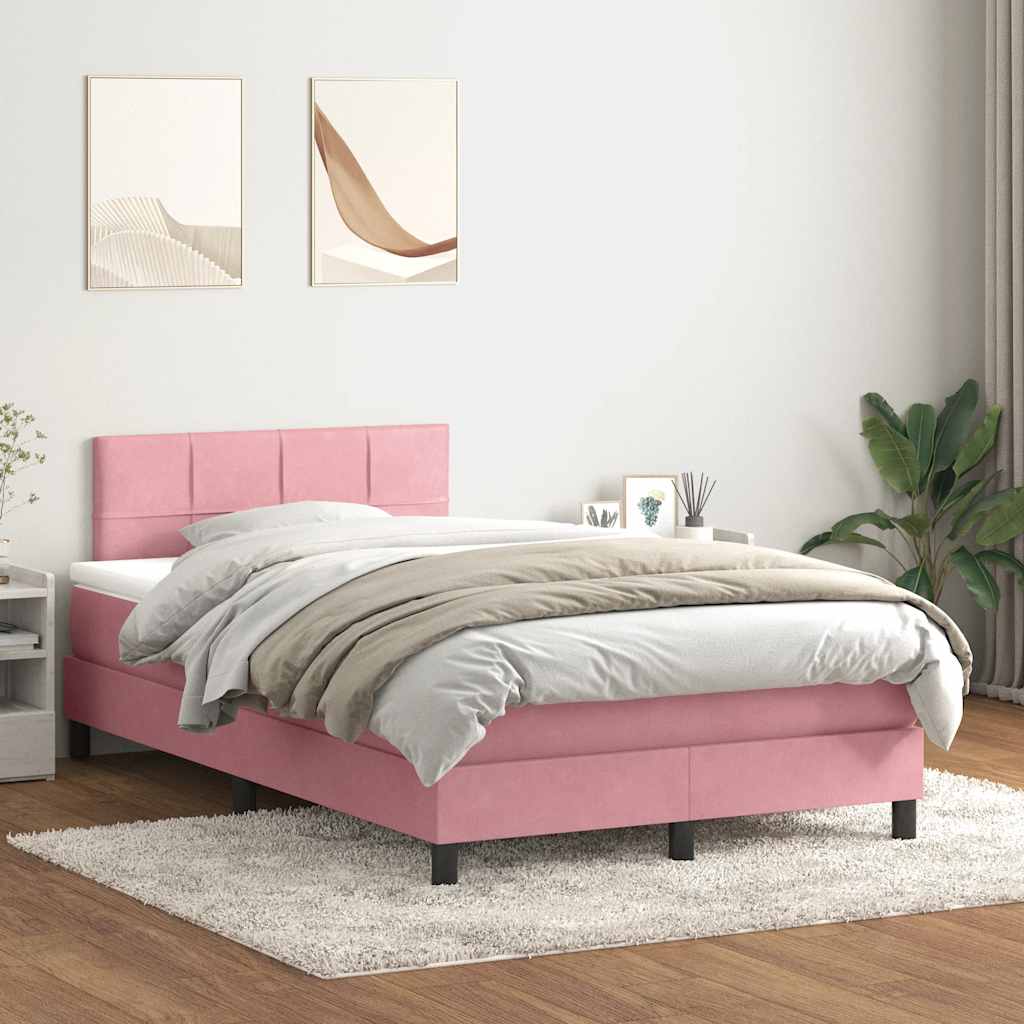 Box Spring krevet s madracem i LED ružičasti 120x220 cm samt
