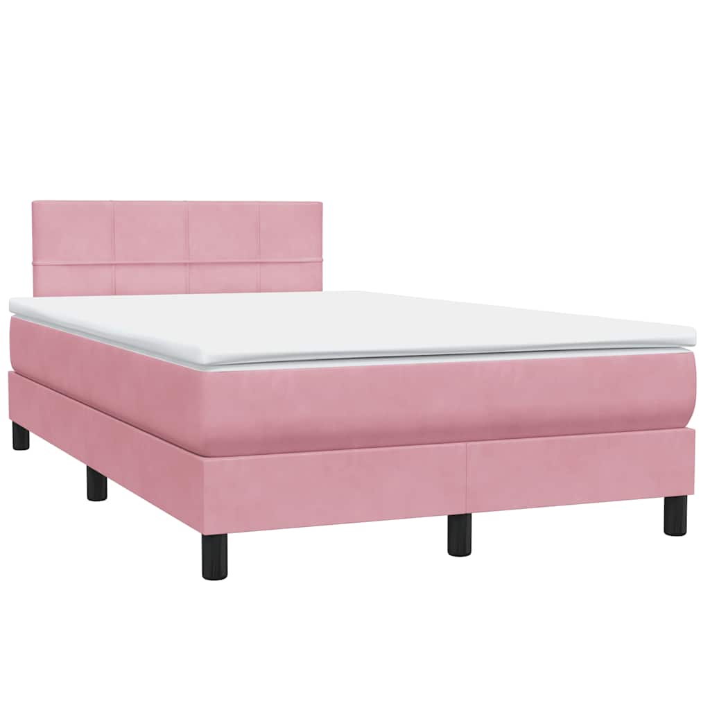 Box Spring krevet s madracem i LED ružičasti 120x220 cm samt
