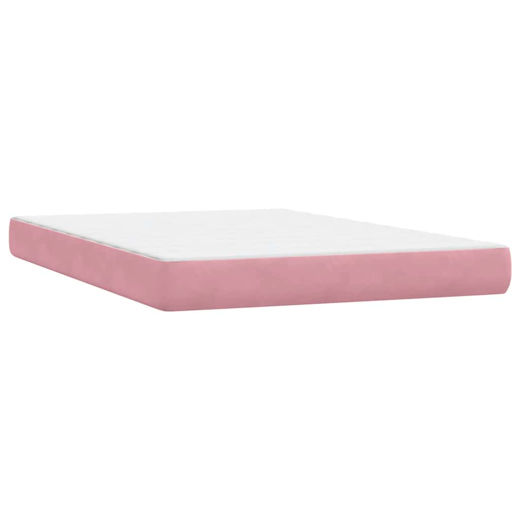 Box Spring krevet s madracem i LED ružičasti 140x220 cm baršun