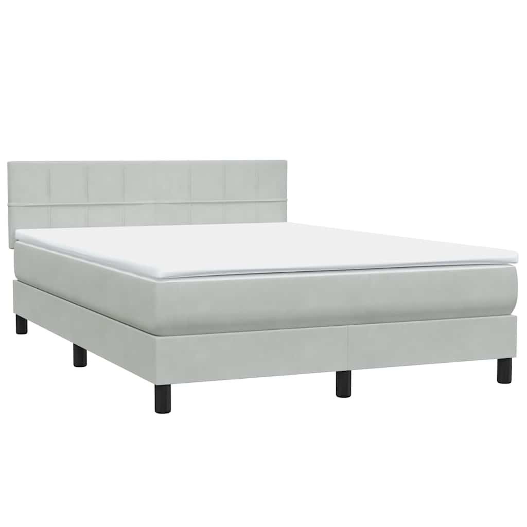 Krevet s oprugama i madracem LED svjetlosivi 160x220 cm baršunasti