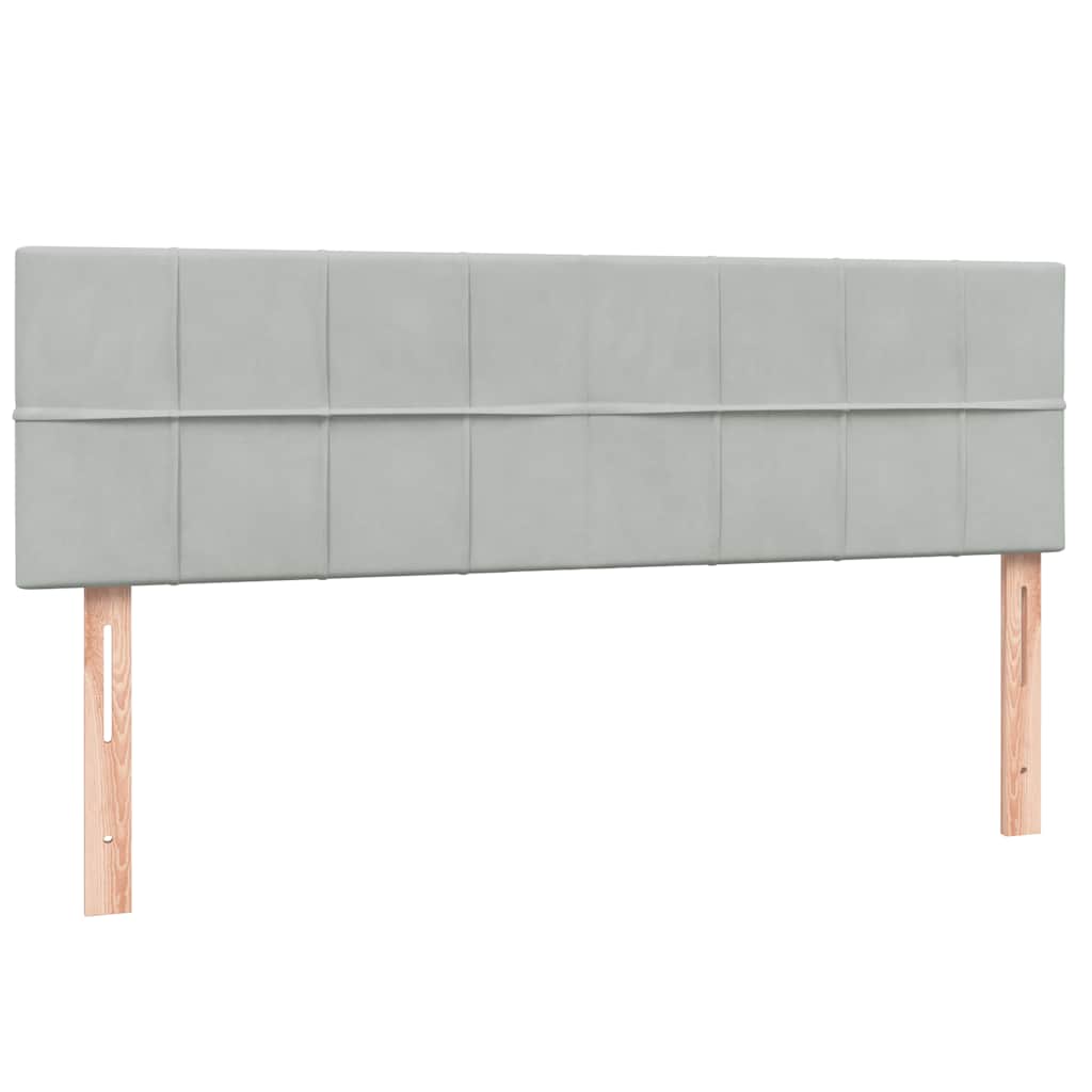 Krevet s oprugama i madracem LED svjetlosivi 160x220 cm baršunasti