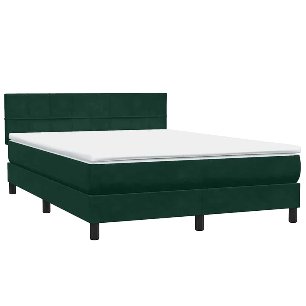 Box Spring krevet s madracem i LED tamno zeleni 160x220 cm baršun