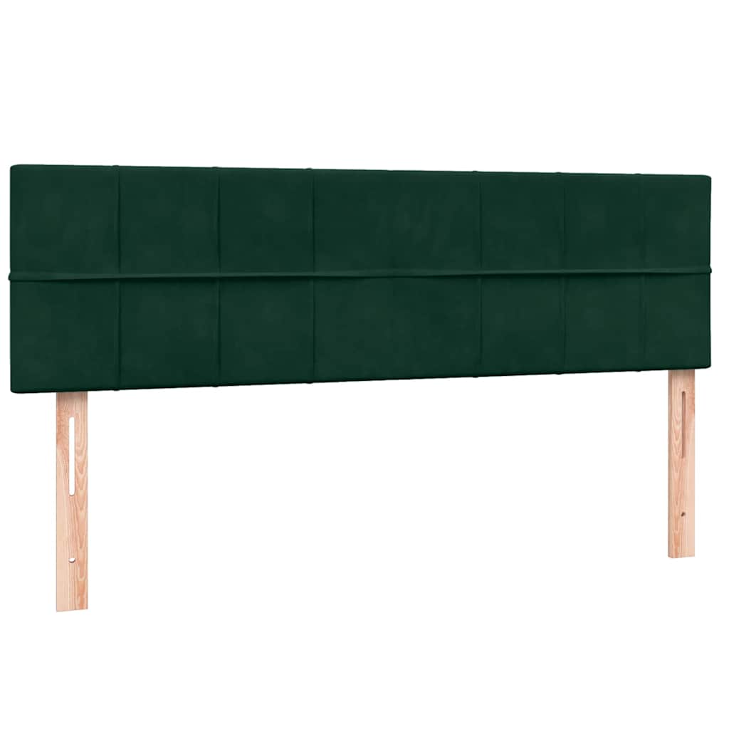 Box Spring krevet s madracem i LED tamno zeleni 160x220 cm baršun