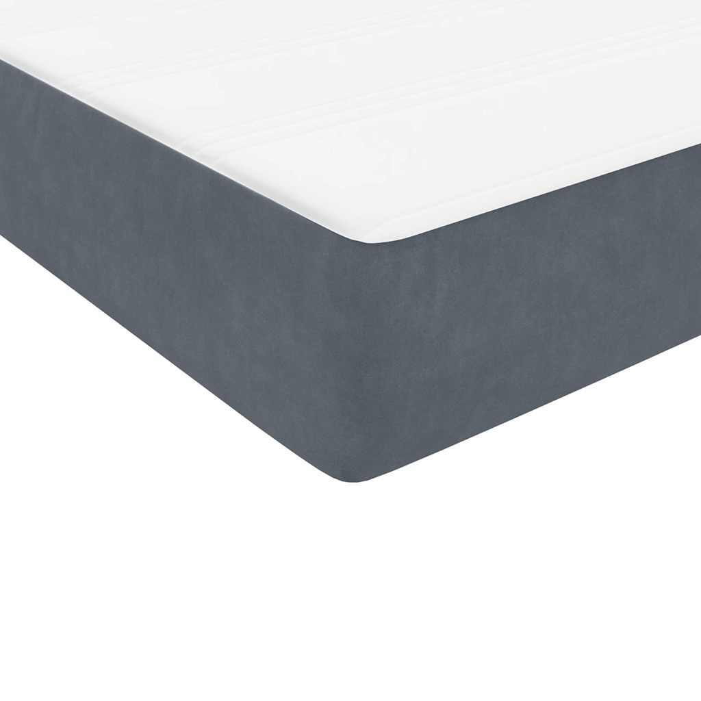 Box Spring krevet s madracem i LED tamnosivi 180x220 cm baršunasti