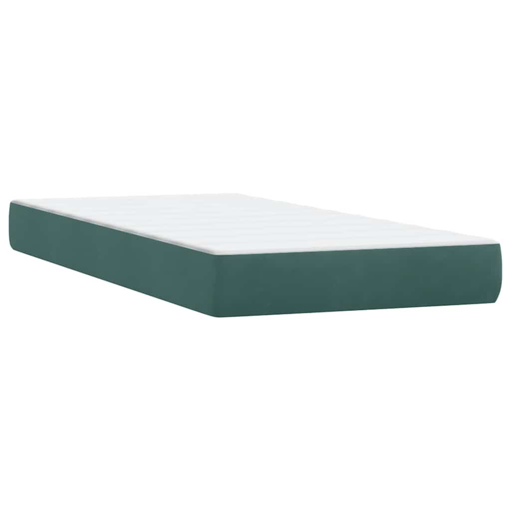 Box Spring krevet s madracem i LED tamno zeleni 180x220 cm baršun