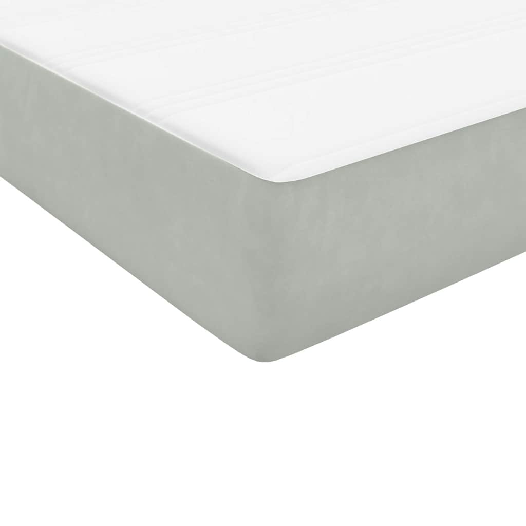 Box Spring krevet s madracem i LED svijetlo sivi 90x210 cm baršun