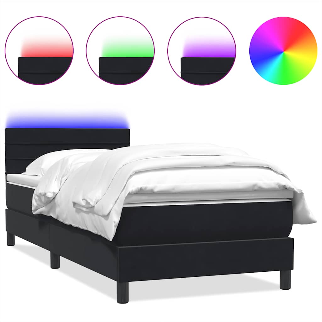 Box Spring krevet s madracem i LED crni 80 x 220 cm baršunasti