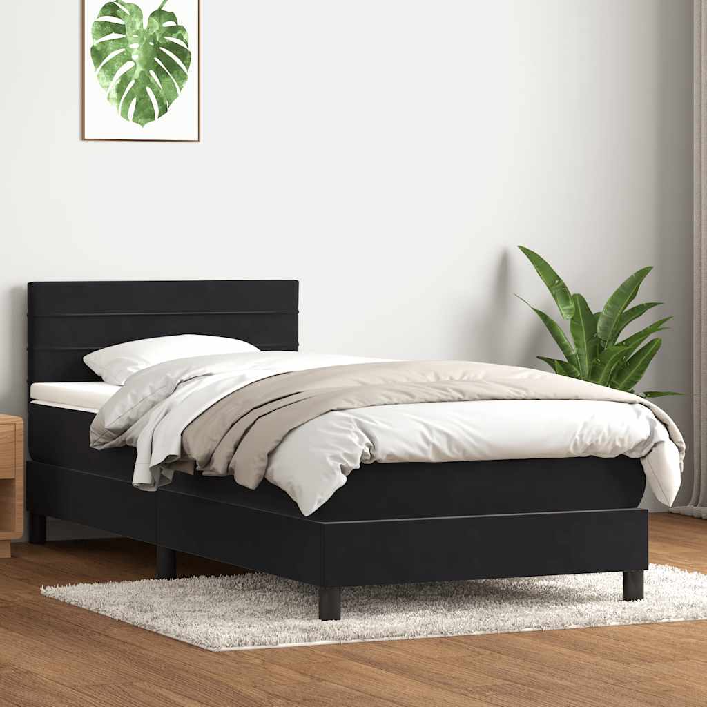 Box Spring krevet s madracem i LED crni 80 x 220 cm baršunasti