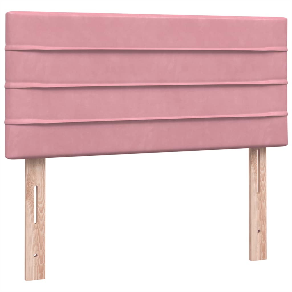 Box Spring krevet s madracem i LED ružičasti 90x220 cm baršunasti