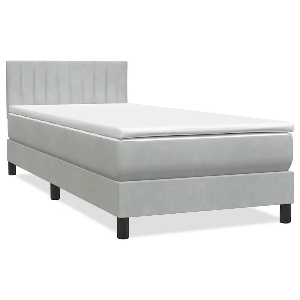 Box Spring krevet s madracem i LED svijetlo sivi 80x210 cm baršun