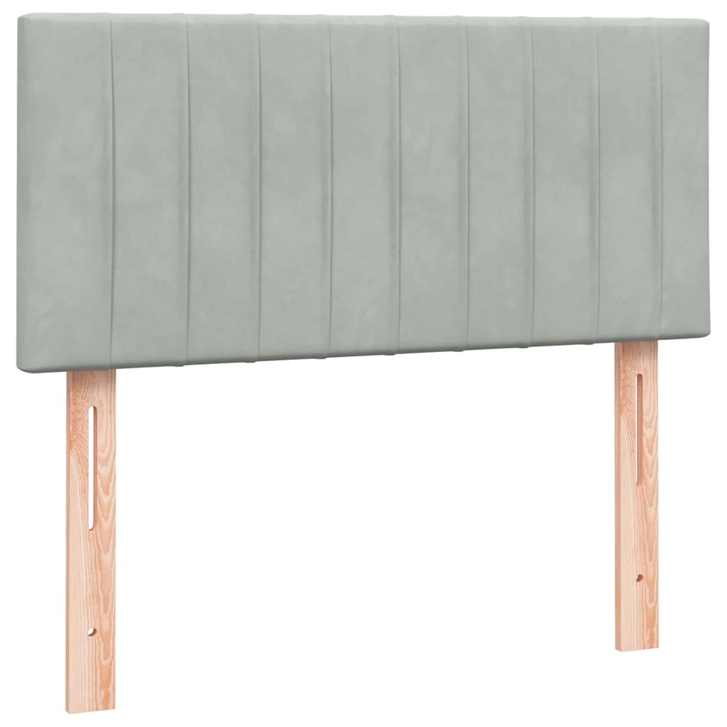 Box Spring krevet s madracem i LED svijetlo sivi 80x210 cm baršun