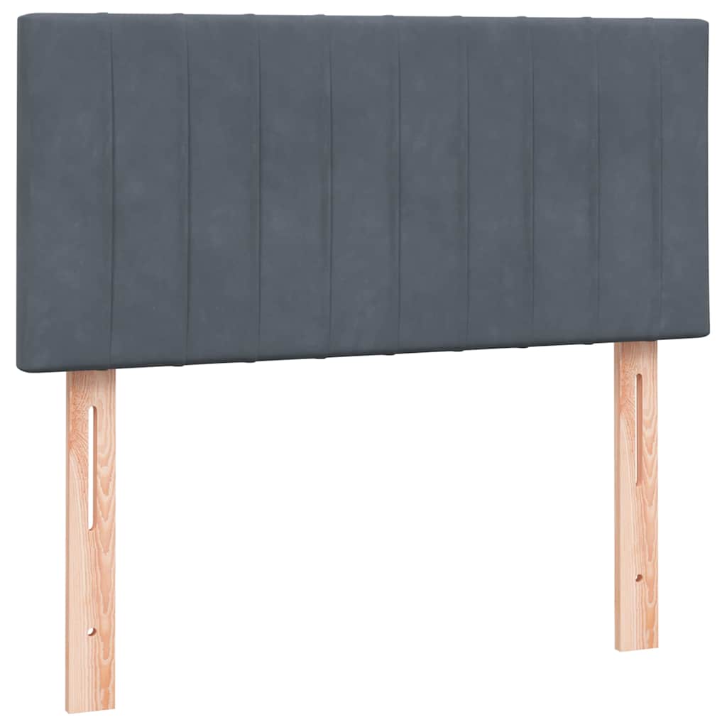 Box Spring krevet s madracem i LED tamno sivi 80x210 cm baršun