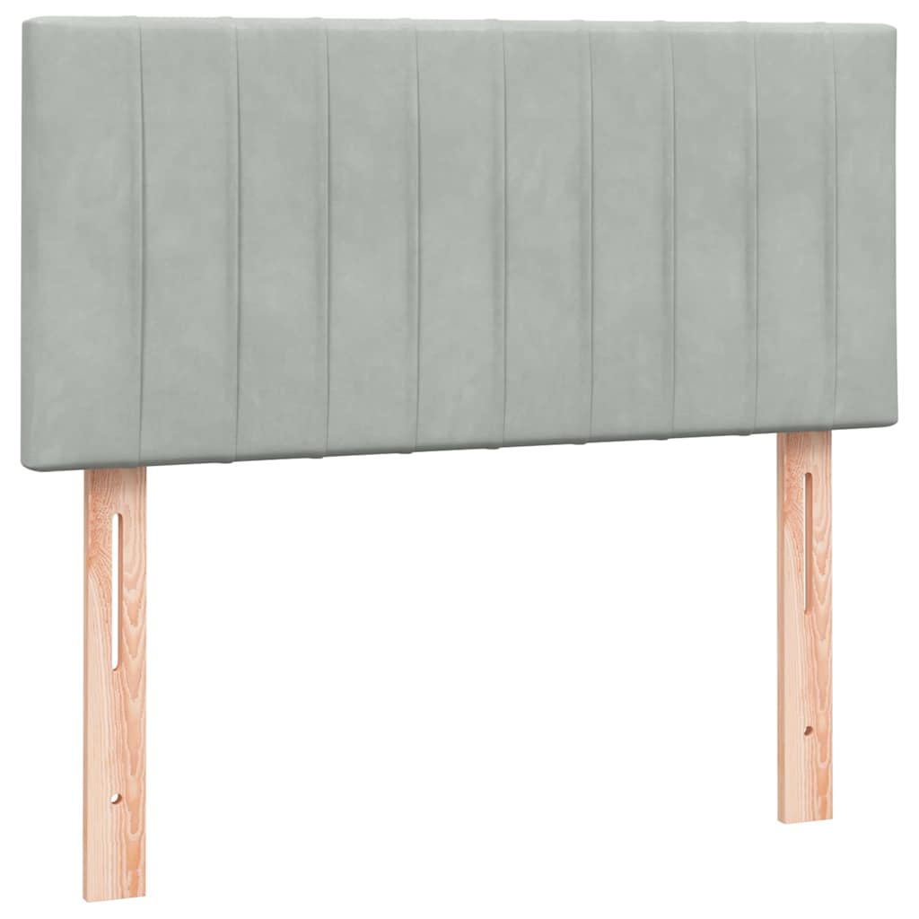 Box Spring krevet s madracem i LED svijetlo sivi 90x210 cm baršun