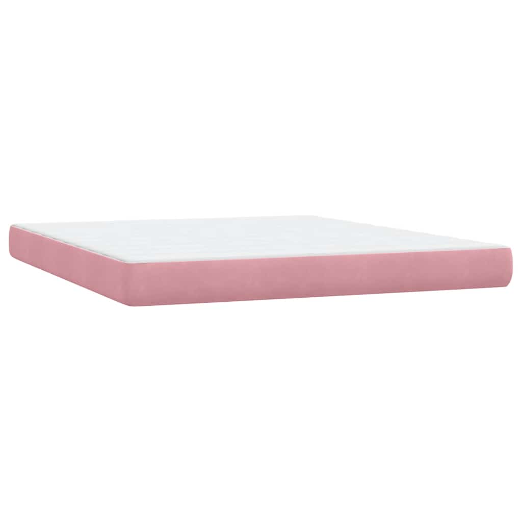 Krevet s oprugama i madracem LED ružičasti 180x210 cm baršunasti