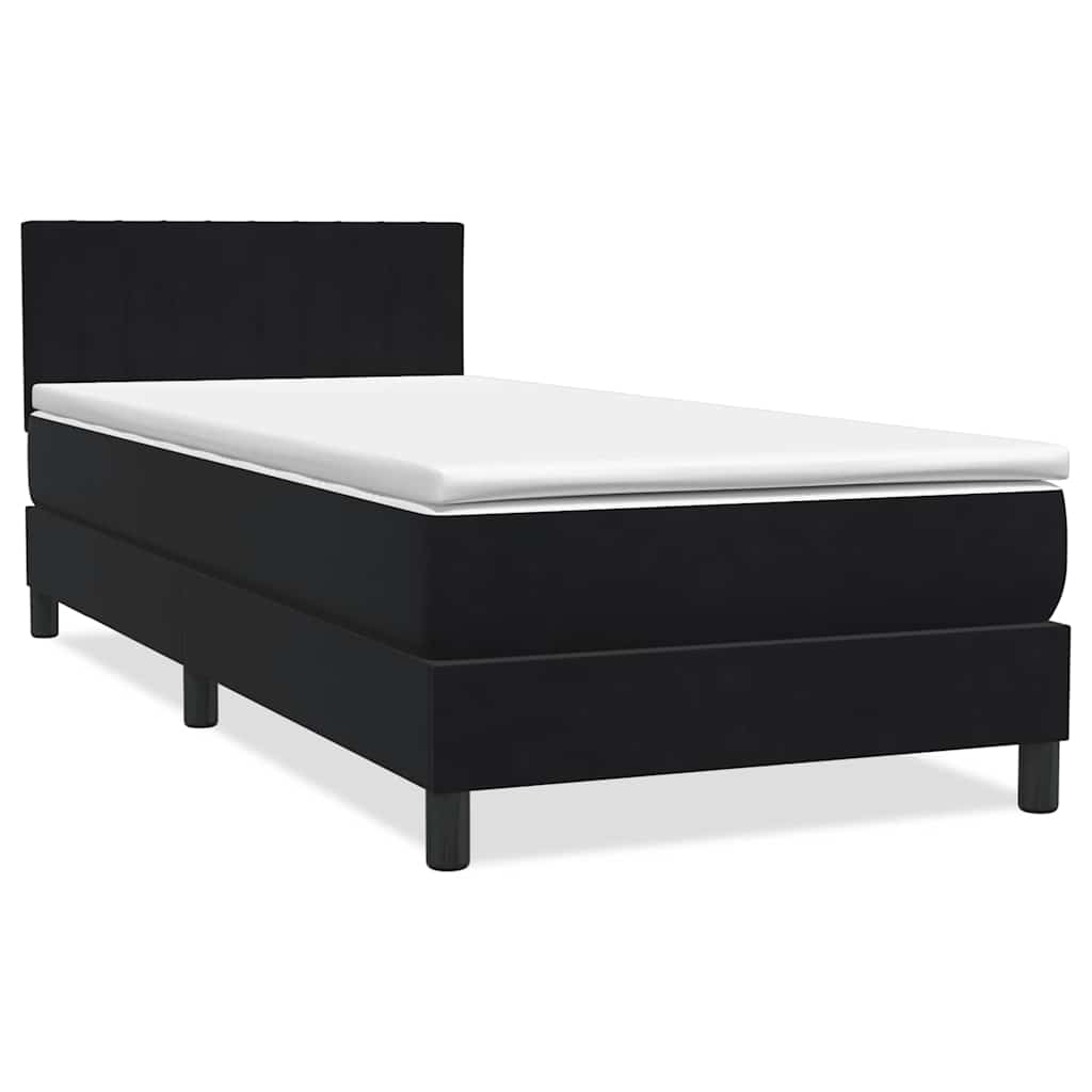 Box Spring krevet s madracem i LED crni 80 x 220 cm baršunasti