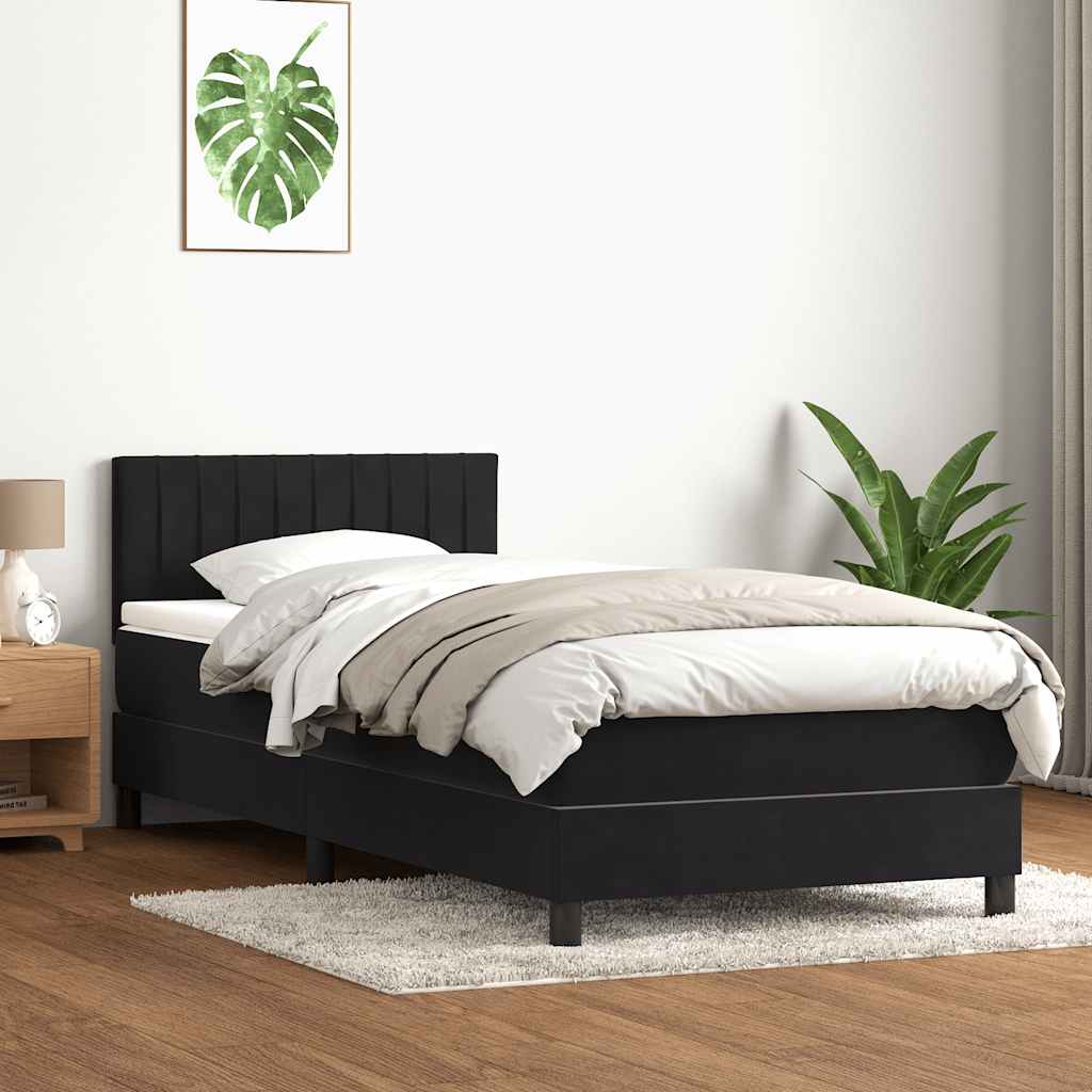 Box Spring krevet s madracem i LED crni 80 x 220 cm baršunasti