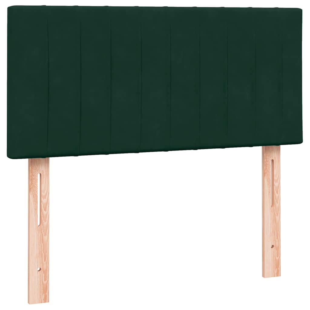 Box Spring krevet s madracem i LED tamnozeleni 80x220 cm baršun