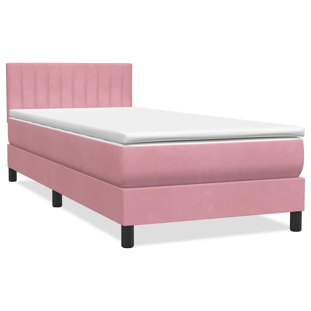 Box Spring krevet s madracem i LED ružičasti 80 x 220 cm baršunasti
