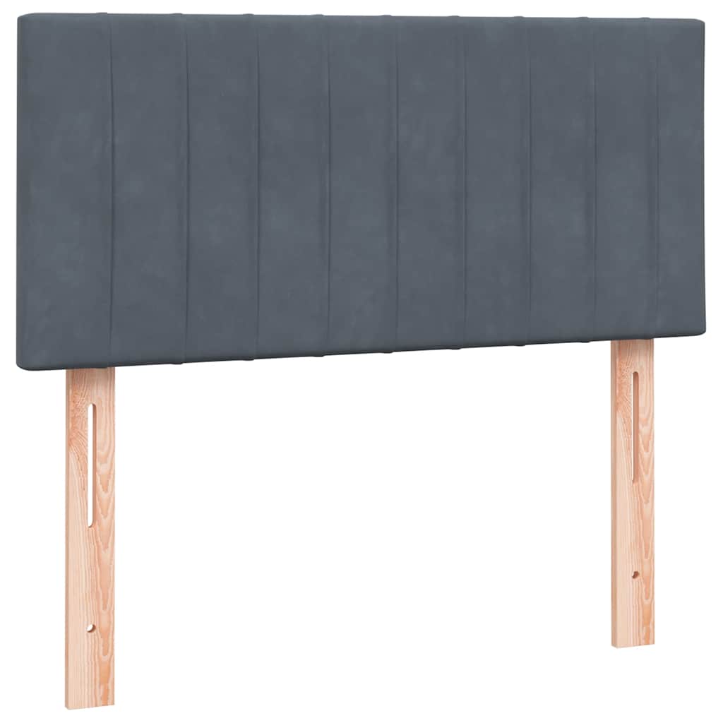Box Spring krevet s madracem i LED tamnosivi 90x220 cm baršunasti