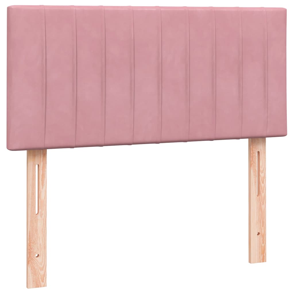 Box Spring krevet s madracem i LED ružičasti 90x220 cm baršunasti