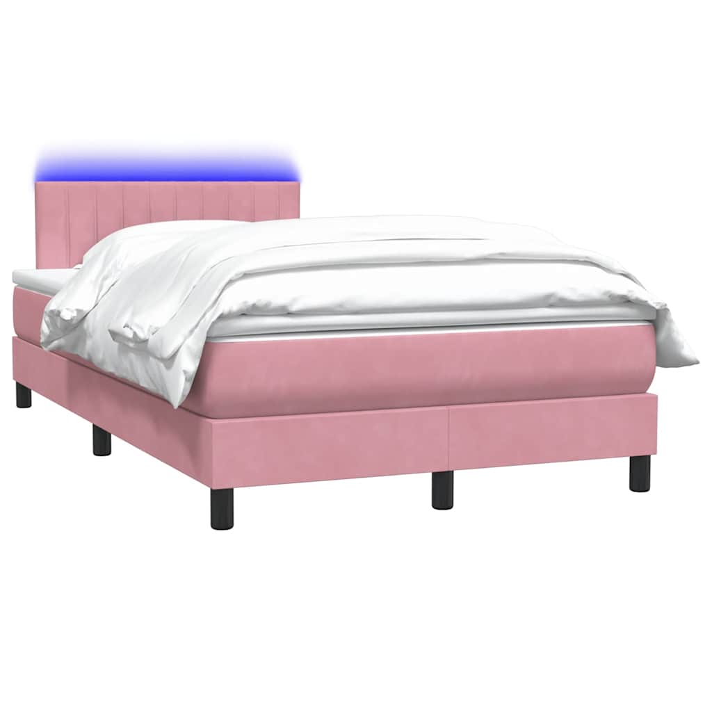 Box Spring krevet s madracem i LED ružičasti 120x220 cm samt