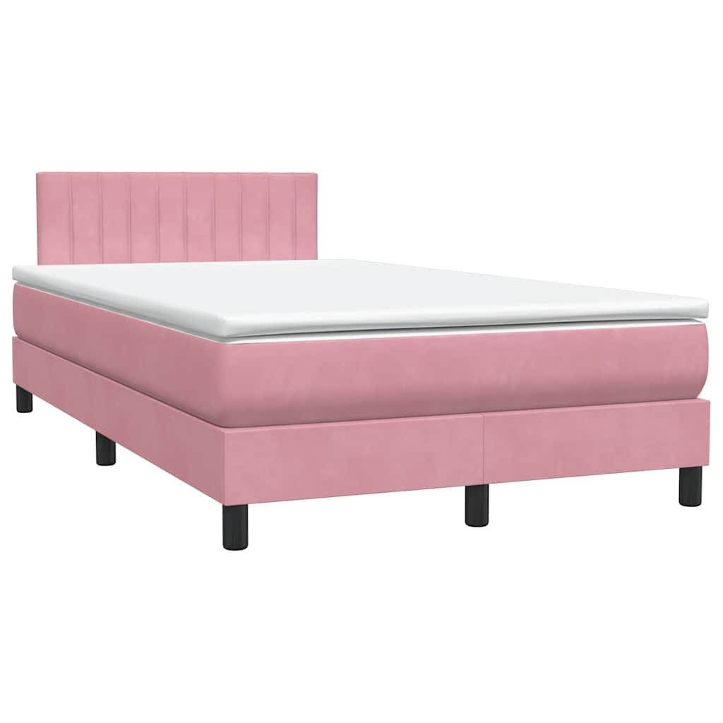 Box Spring krevet s madracem i LED ružičasti 120x220 cm samt