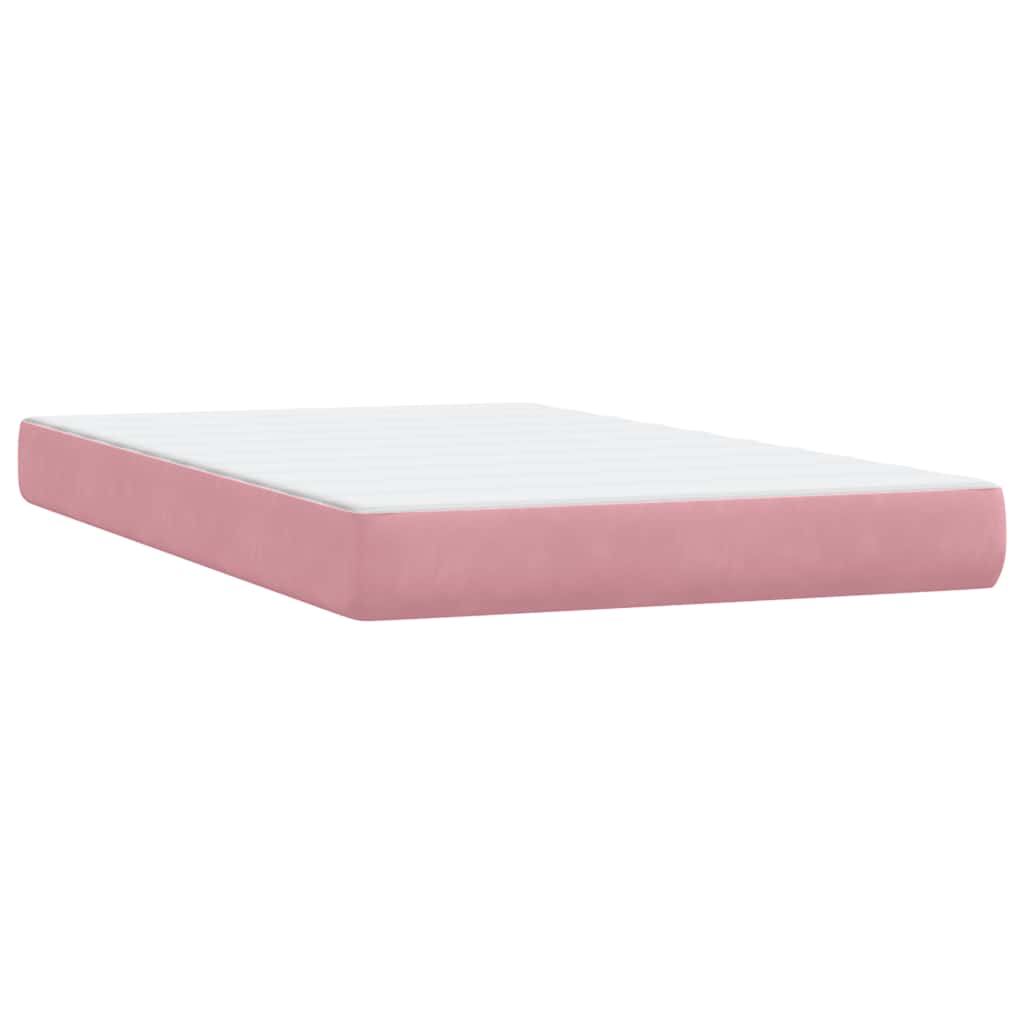 Box Spring krevet s madracem i LED ružičasti 120x220 cm samt