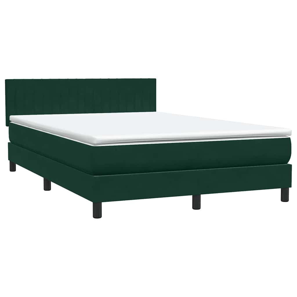 Box Spring krevet s madracem i LED tamno zeleni 160x220 cm baršun