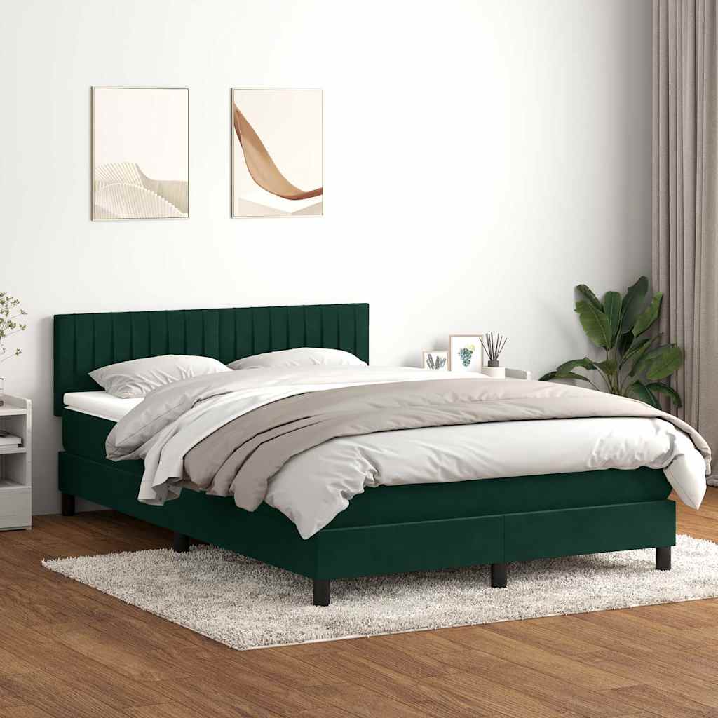 Box Spring krevet s madracem i LED tamno zeleni 160x220 cm baršun