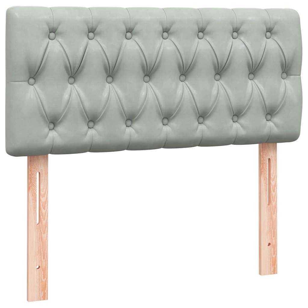 Box Spring krevet s madracem i LED svijetlo sivi 80x210 cm baršun