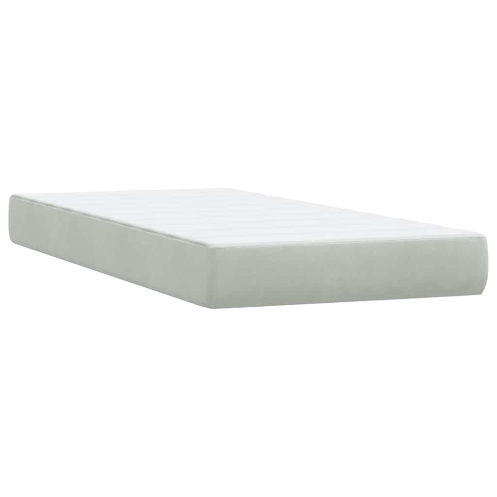 Box Spring krevet s madracem i LED svijetlo sivi 80x210 cm baršun