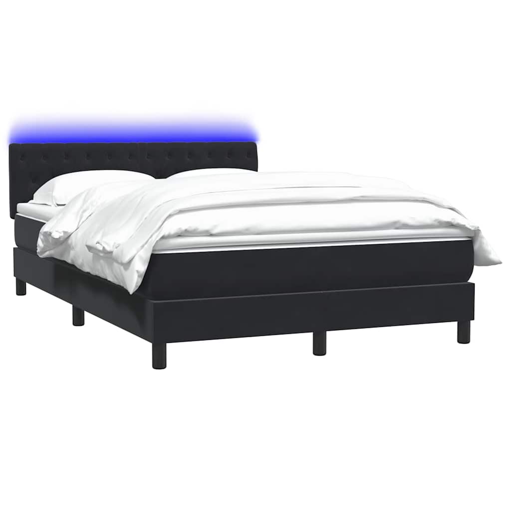 Box Spring krevet s madracem i LED crni 160x210 cm baršunasti