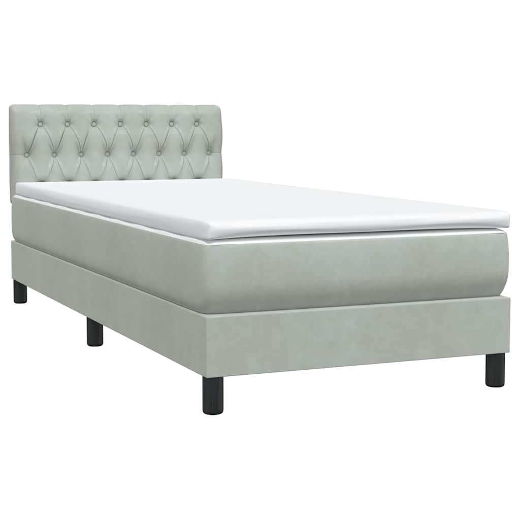 Box Spring krevet s madracem i LED svijetlo sivi 80x220 cm samt